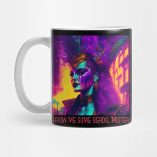 Cyberpunk-synthwave Mardi Gras Woman Mug
